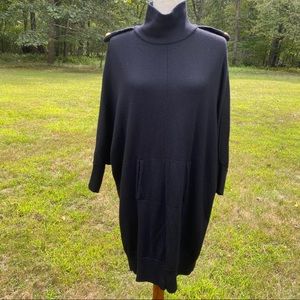 TORY BURCH SWEATER MOCK TURTLENECK BLACK LONG XL